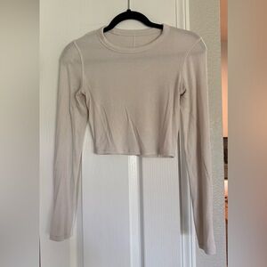 Lululemon Long Sleeve Crop Top in Light Beige